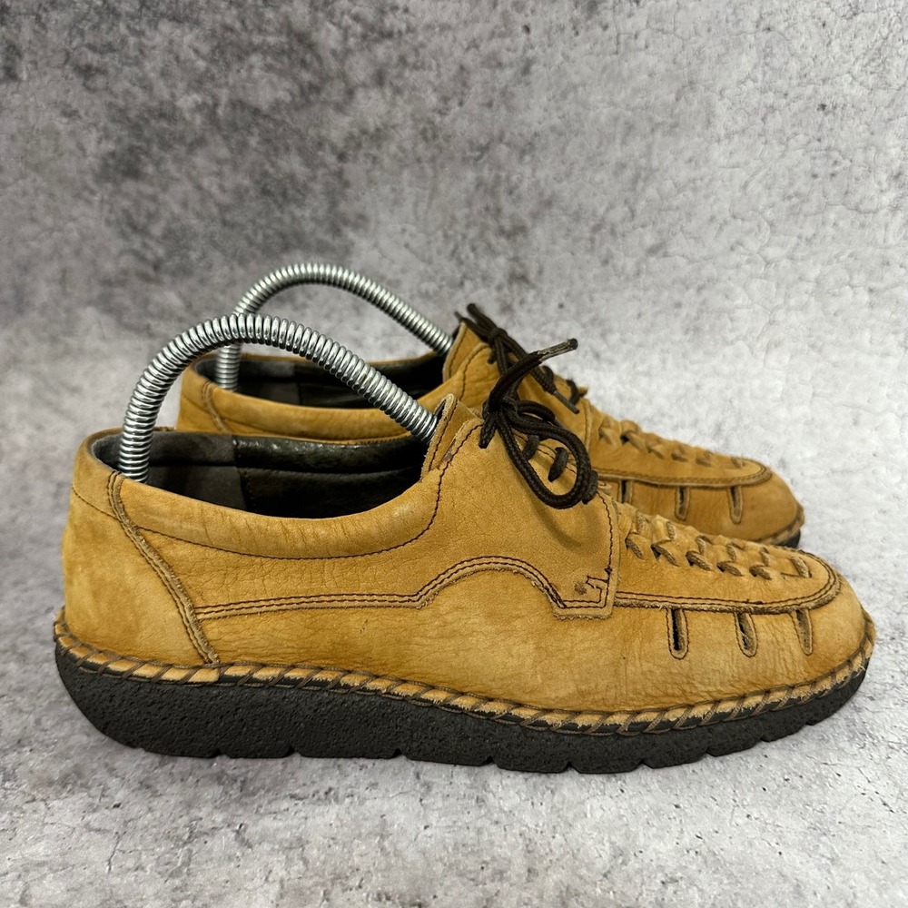 Eric Michael Madison Shoes Womens 40 US 9-9.5 Tan Woven Leather Lace Up